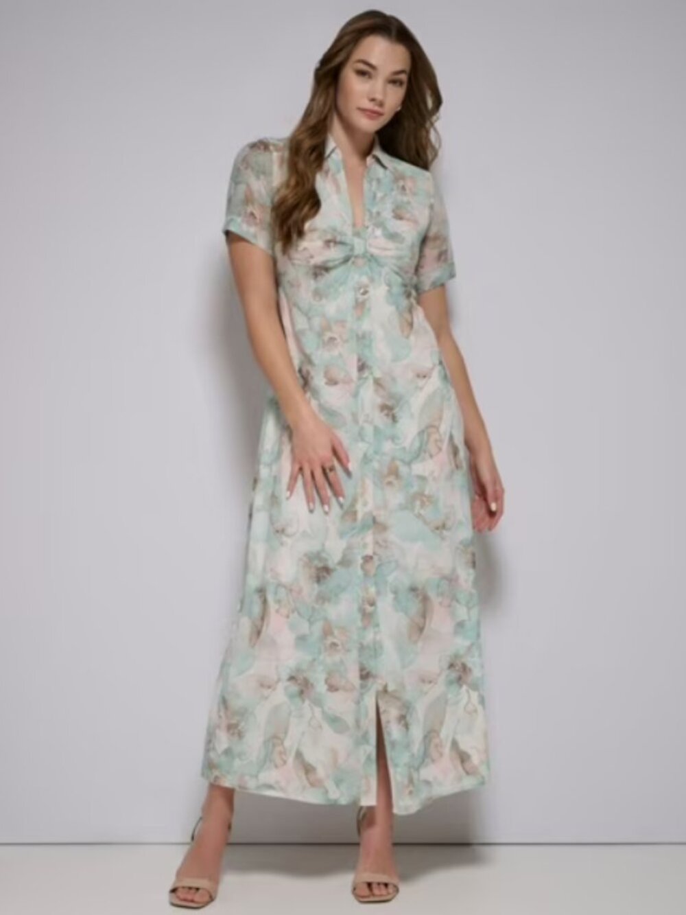 NWOT Calvin Klein Floral Shirtdress in Pastel Multi Size 6